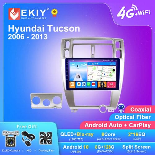 EKIY 10.1 IPS Android 9.0 Car Radio BT WIFI GPS Navigaion Video HU For Hyundai Tucson 1 2004-2009 Stereo Multimedia Radio Player