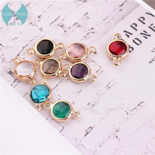 Ritoule Diy ear jewelry accessories copper glass crystal cut double hanging round earrings bracelet necklace pendant