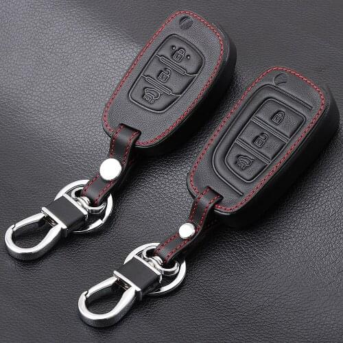 Genuine Leather Car Remote Key Holder Case Cover For Hyundai i20 i30 IX25 IX35 Tucson Verna Solaris Elantra Accent Accessories