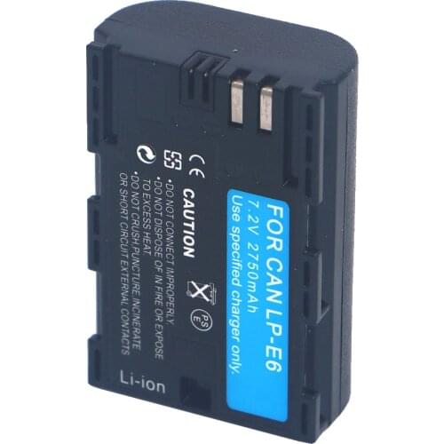 DVISI 1PCS 2750mAh LP-E6 LP E6 LPE6 Camera Battery For Canon EOS 5DS R 5D Mark II Mark III 6D 7D 60D 60Da 70D 80D DSLR EOS 5DS