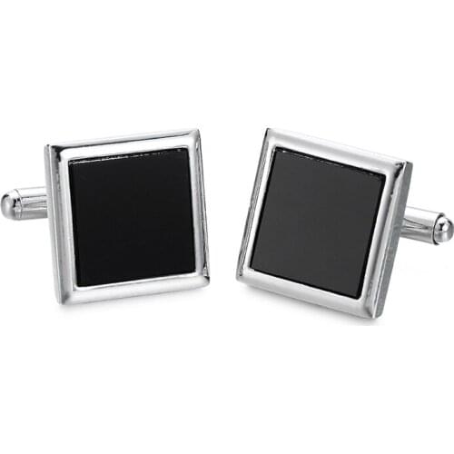 DY new fashion mens French Cufflinks minimalist style clothing accessories quality enamel craft black square Cufflinks