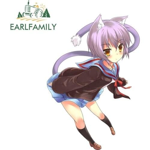 EARLFAMILY 13cm x 8.9cm for Suzumiya Haruhi Anime Vinyl Car Stickers Creative Sunscreen Waterproof Decal Trunk Car Assessoires