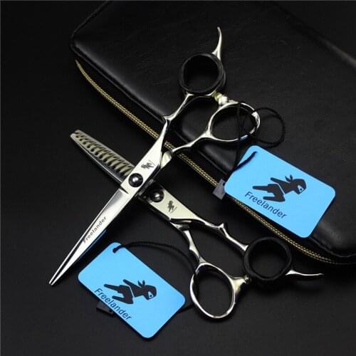 Freelander 6 inch Top Hair Clipper Silver Cutting Thinning Hot Shears Set with Bag Professional Hairdressing Scissors Barber