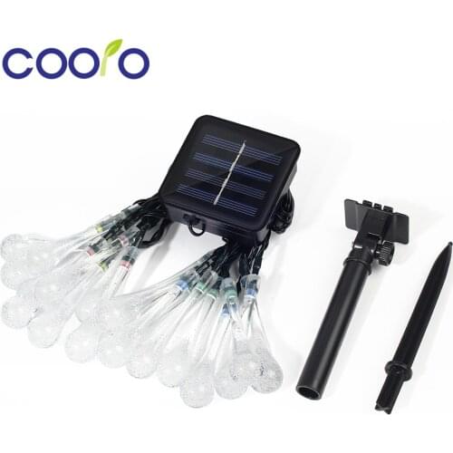 20 LED Water Drop String Lights Solar Powered Fairy Light For Wedding Christmas Party Festival Outdoor Indoor Decoration