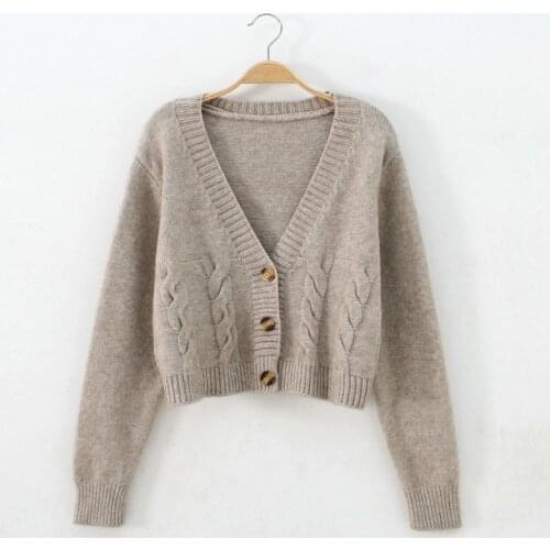 Short High Waist Sweater Women 2020 Spring New Single-breasted Knitted Cardigan