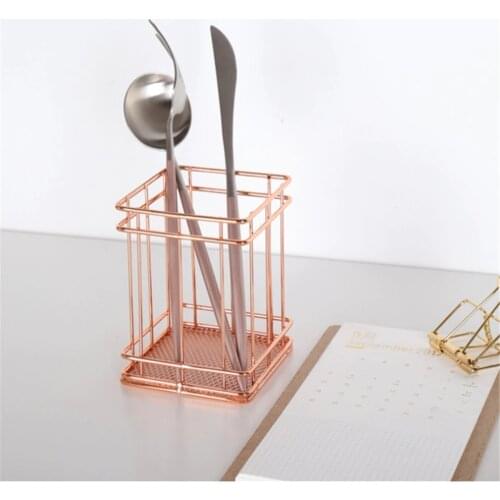 Creative Rose Gold Metal Pencil Ruler Pen holder desk organizer
