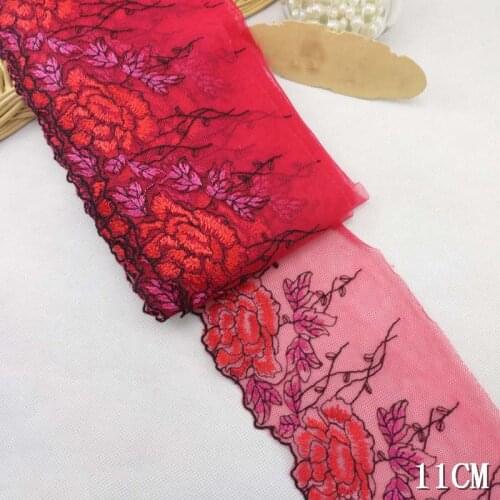 4Yards Embroidery Net Lace Fabric Tissu Costura Mesh Tulle Guipure Cord Rose Flowers Edge Sewing DIY Doll Cloth Accessories
