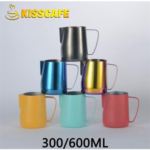 300/600ML Stainless Steel Frothing Pitcher Pull Flower Cup Latte Milk Jug Coffee Milk Mug Frother Milk Espresso Foaming Tool