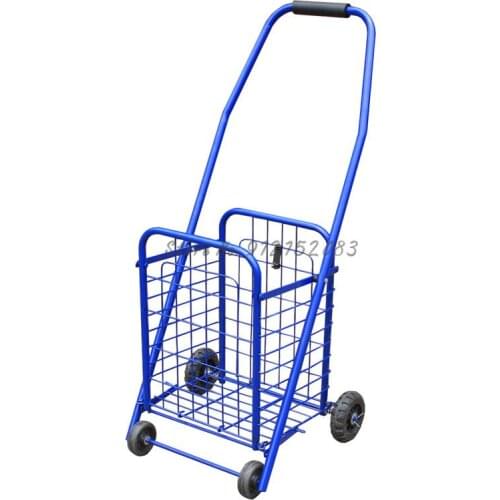 Small Shopping Cart For The Elderly, Portable Folding Trolley Cart Trailer, Household Cart, Basket Cart, Iron V