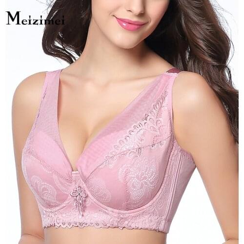 Meizimei Womens Bra Sexy bralette Plus Big Size Underwire Plus Size Brassiere Girl Ladies Thin Lace Underwear Floral Intimates