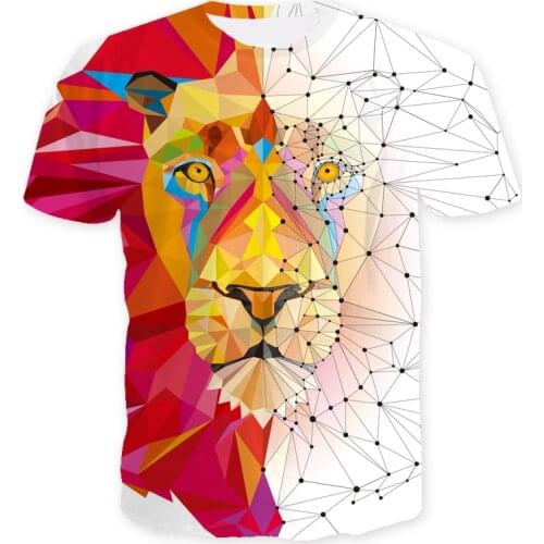2021 Mens T shirt Couple Bottoming Shirt Lion Wolf Shark 3D printed Loose Large Size Sports Fitness Short-sleeved Tops Tees