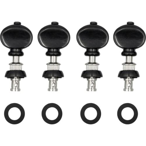Pack of 4 Straight String Tuning Pegs Pin Black+Silver for Ukulele 4 String Guitar Replacement Parts