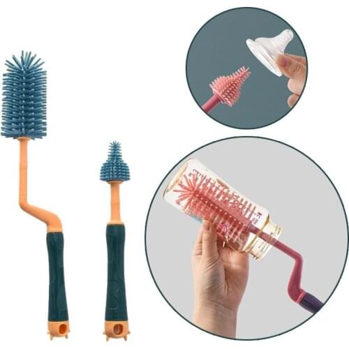 Infant Bottles Cleaning Sets Newborn Baby Bottle Cleaner Brushes 360 Degree Rotation Milk Nipple Cup Brushes Soft Long Handheld