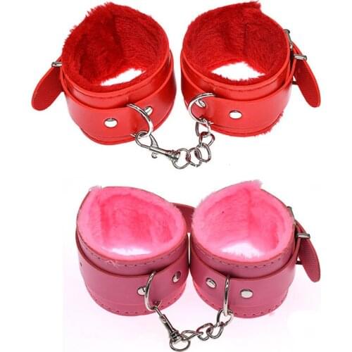 Adult Femdom Handcuffs BDSM Toy Sexy Pu Leather Sex Toys Plush Couple Adjustable Anklet Handcuffs for Sex