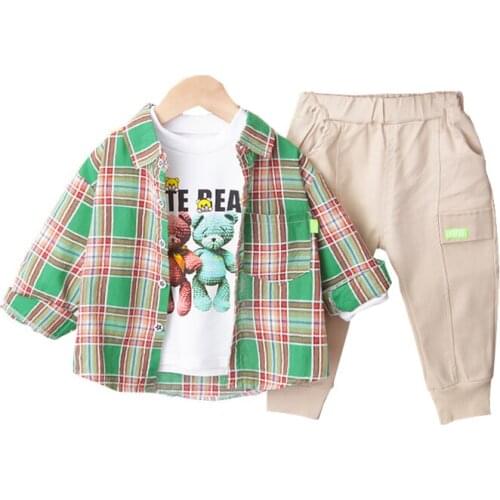 New Spring Autumn Children Cartoon Clothes Baby Boys Girls Shirt T Shirt Pants 3Pcs/sets Kids Infant Clothing Toddler Tracksuit