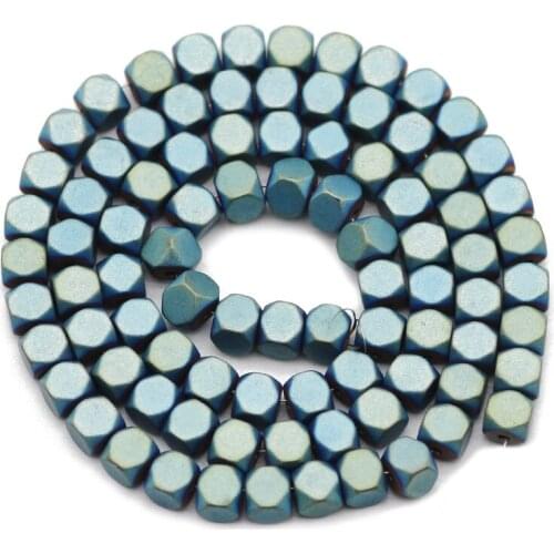 Hematite Natural Stone 2~4MM Charm Matte Green Square Spacers Loose Beads For Necklace Bracelet Making DIY Earrings Accessories