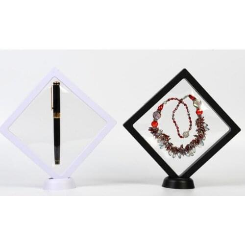 40pcs 160*160*20mm Clear PET Membrane box Holder Floating Display Case Earring Gems Ring Jewelry Suspension Packaging Box SN1895