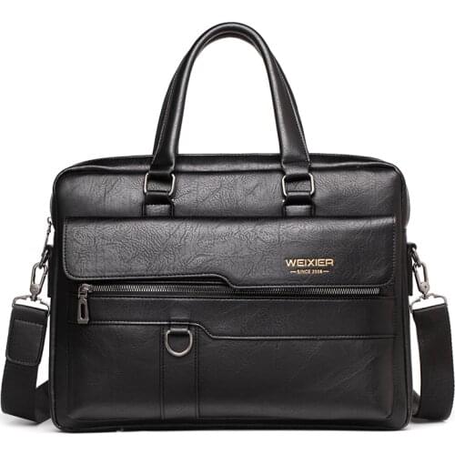Luxury Brand Men Briefcase Leather Messenger Bag Business Black Beown Leather Shoulder Bag Male Office Handbag 13.3 Laptop Tote