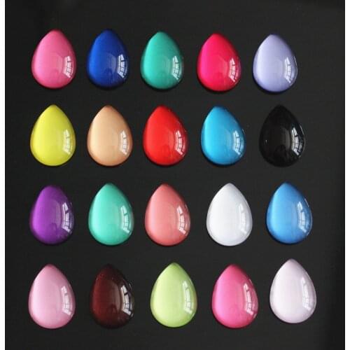 13x18mm 18x25mm Colorful Teardrop Pattern Glass Cabochon Flatback Photo Base Tray Blank DIY Making Accessories Paired K06268