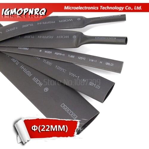 1 Meter 22mm High quality Heat Shrink Heatshrink Heat Shrinkable Tubing Tube Sleeving Wrap Wire Black Color