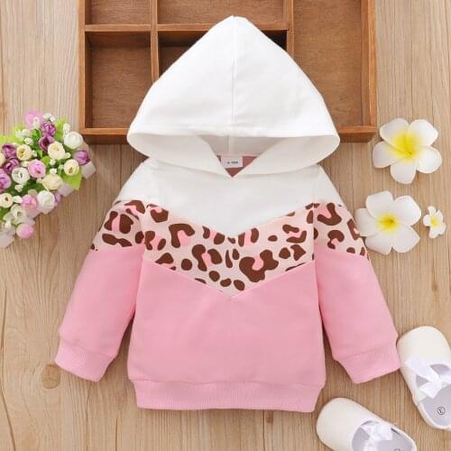 Funny Cartoon Pink Panther Print Kids Hoodie Baby Hoodies White Pink Splicing Child Clothes Cute Autumn Girls Sweatshirt Top