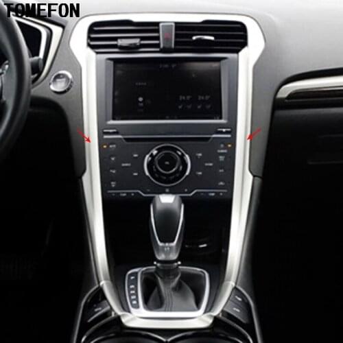 TOMEFON For Ford Mondeo 2013 ABS Carbon Fiber Wood Color Car Front Interior Center Air Vent Navigation Switch Gear Panel Cover