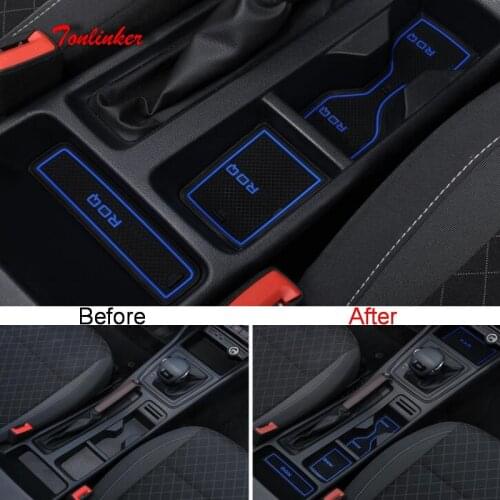 Tonlinker Cover sticker For Skoda KAROQ 2018 Car Styling 9/11 PCS Silica Gel Door Groove Mat anti-dirty Decoration Cover sticker