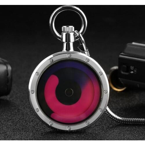Unique Stylish Swirl Turntable Pocket Watch Men Theme Universe Aurora Novel Case Quartz Pendant Clock Fob Snake Chain