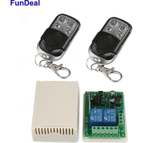 433Mhz Universal Wireless Smart Remote Control Switch AC 110V 220V 2CH Relay Receiver Module and 2Pcs RF 433 Mhz Remote Controls