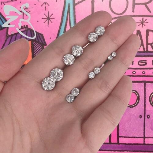 ZS 6 Pairs/lot Stainless Steel Rose Gold Studs Earrings Set Womens Crystal Earrings Ear Studs Female Ear Piercing Jewellery