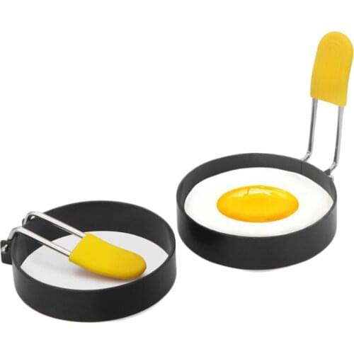 1/2pcs Egg Ring Mold Metal Round Shape Omelette Fried Egg Pancake Maker with Anti Scald Cover Breakfast Cooking Accessories