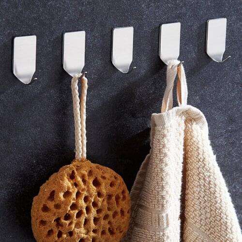 1/4/8PCs Self Adhesive Home Kitchen Wall Door Bathroom Bath Ball Key Bag Coat Hanger Storage Stainless Steel Holder Hook Hanger