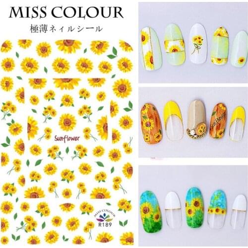 1Sheet 3D Adhesive Nail Slider Stickers Colorful Gold Silver Flower Lines Decorations Waterproof Wraps DIY Nail Art Stickers