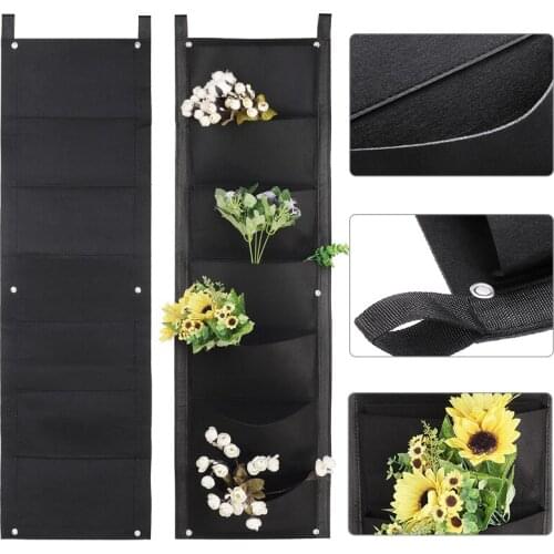 1Pcs 7 Pockets Hanging Grow Bag Tomato Strawberry Trailing Plants Grow Bag For Garden Courtyard Planting Pocket 30x100cm