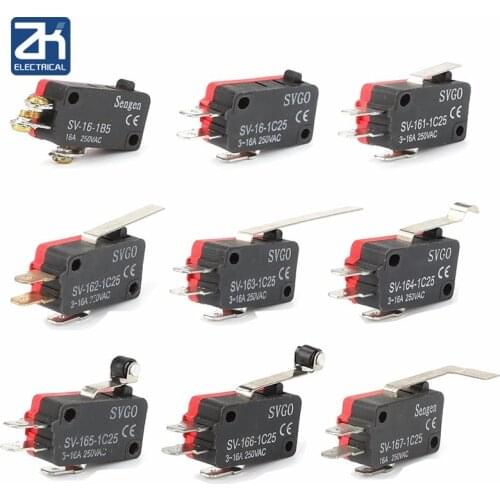 10Pcs instant long straight lever lever arm 1NO 1NC miniature limit switch red SV-161/162/163/164/165/166/167-1C25 3-16A
