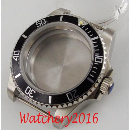 40MM Accessories Parts Sapphire Glass Brushed aluminum Bezel Watch Case Fit 2836 2813 Miyota 8215 NH35 NH36 Movement