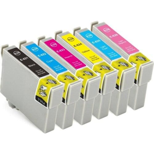 Full Ink 6PCS Ink Cartridge T0821 T0822 T0823 T0824 T0825 T0826 for Epson R270 R390 T50 TX720 TX700 TX710W TX810FW TX725 RX610
