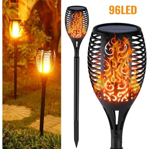 96 LED Vertical/curved Solar Flame Lamp Outdoor Torch Lights Safety Waterproof Light Lawn Flicker Lights for Garden Decoration