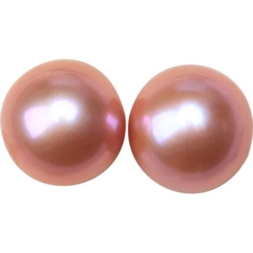 BaroqueOnly Natural Edison Pearl Scatter Bead Pair AAA grade 12-13mm Pure Round Purple Gold Custom Pendant Earring Studs BZZX