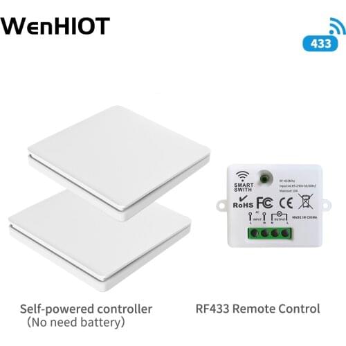 WENHIOT Wireless Switch 1/2gang No Battery Self-Powered Waterproof Switch Push Button Panel Remote Control Wall Light Switch