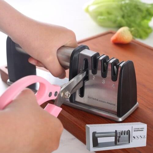 Quick Manual Sharpener Household Fixed Angle Sharpening Scissors Stone Sharpening Kitchen Gadgets Four-stage Sharpener