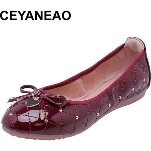 CEYANEAO Soft ballet flats on a flat sole; Womens summer footwear; large sizes 40-41; flat shoes; female flats on a flat sole