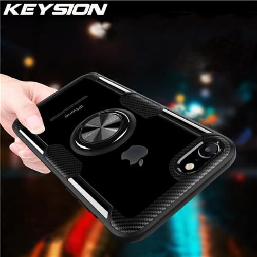 KEYSION Ring Case for iPhone SE 2020 New Transparent Shockproof Phone Cover for iPhone 11 11 Pro Max XR 8 7 6S 6 Plus X Xs Max
