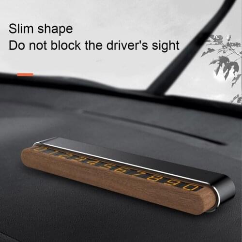 Wooden Car Phone Number License Plate Invisible Temporary Parking License Plate Aluminum Alloy Car Styling