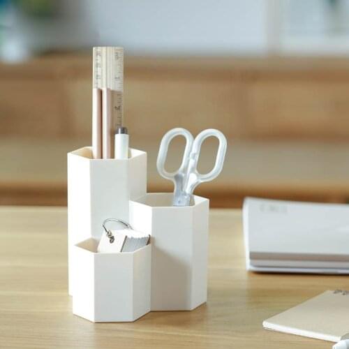 Home Office Hexagonal Pen Pencil Holder Pen Storage Cosmetic Makeup Storage Box Desk Drawer Organizer