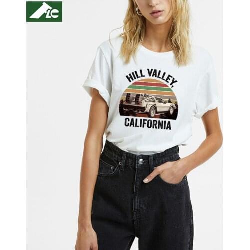 100% cotton Hill Valley Tee shirts women clothing Back to The Future unisex vintage Mens harajuku T-Shirt Marty Mcfly women top