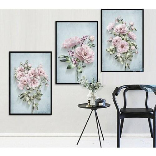 HAOCHU Nordic Sweet Camellia Flower Print Art Poster Canvas Painting Minimalist Home Living Room Sofa Decor
