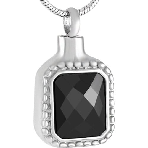 IJD9415 Black Rhinestone Hold Ashes Pendants Memorial Ash Keepsake Urns For Ashes Cremation Urn Pendant Necklace Man
