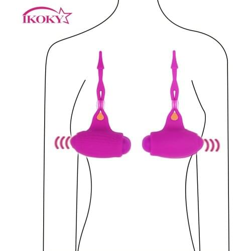 IKOKY Breast Enlargement 1 Pair Nipple Clip Vibrating Nipple Clamp Clitoris Stimulator Nipple Stimulation Breast Massage