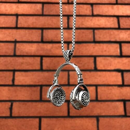 Personality headset necklace music earphone hipster mens pendant fashion rock style pendant jewelry wholesale
